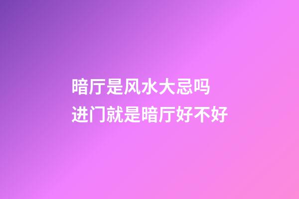 暗厅是风水大忌吗 进门就是暗厅好不好